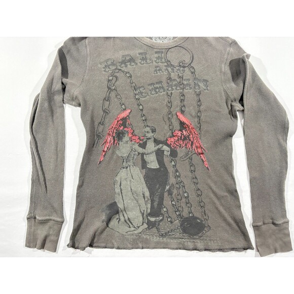 Y2K Retro Boho American Rag Women Print Thermal Shirt Top Long Sleeve Top Sz M - Picture 3 of 8